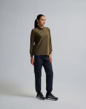 CRONOS BLACK MOCK NECK LONG SLEEVE T-SHIRT【KHAKI】