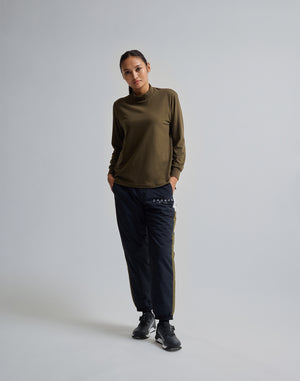 CRONOS BLACK MOCK NECK LONG SLEEVE T-SHIRT【KHAKI】