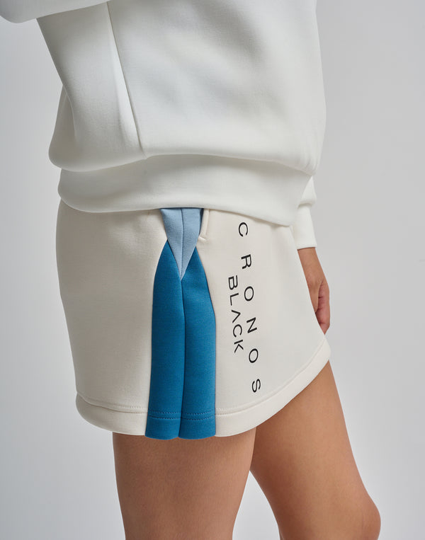 CRONOS BLACK COLOR-BLOCK DESIGN SKIRT【WHITE】