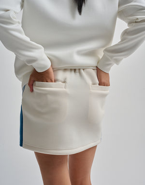 CRONOS BLACK COLOR-BLOCK DESIGN SKIRT【WHITE】