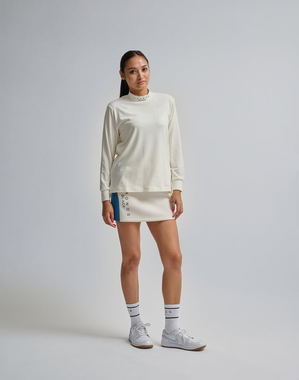 CRONOS BLACK MOCK NECK LONG SLEEVE T-SHIRT【WHITE】
