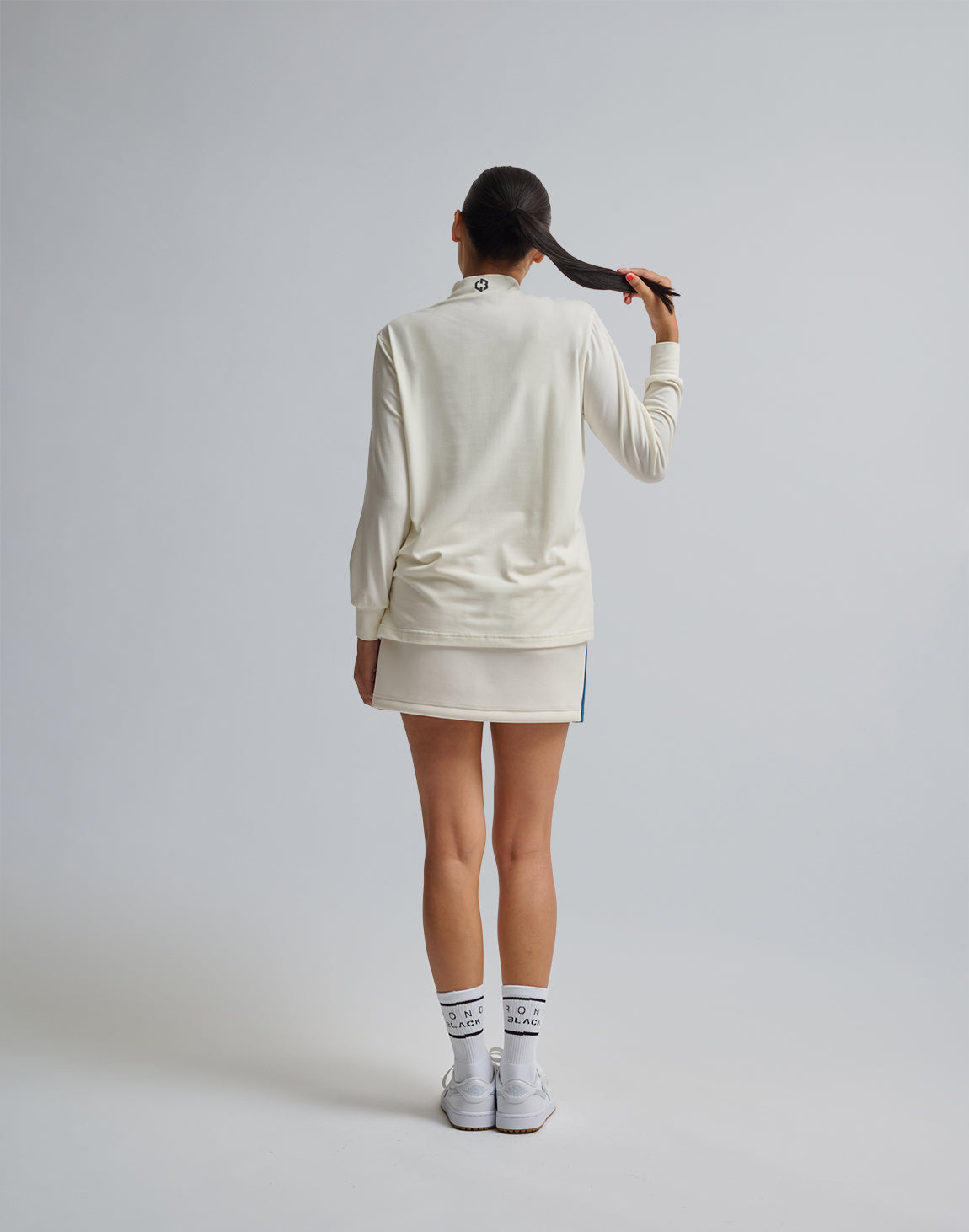 CRONOS BLACK COLOR-BLOCK DESIGN SKIRT【WHITE】