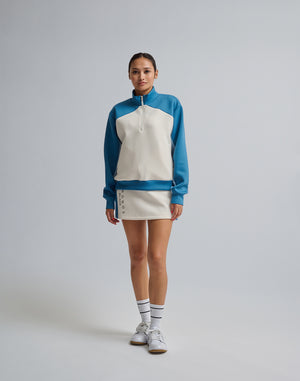 CRONOS BLACK COLOR-BLOCK DESIGN HALF-ZIP【WHITE】