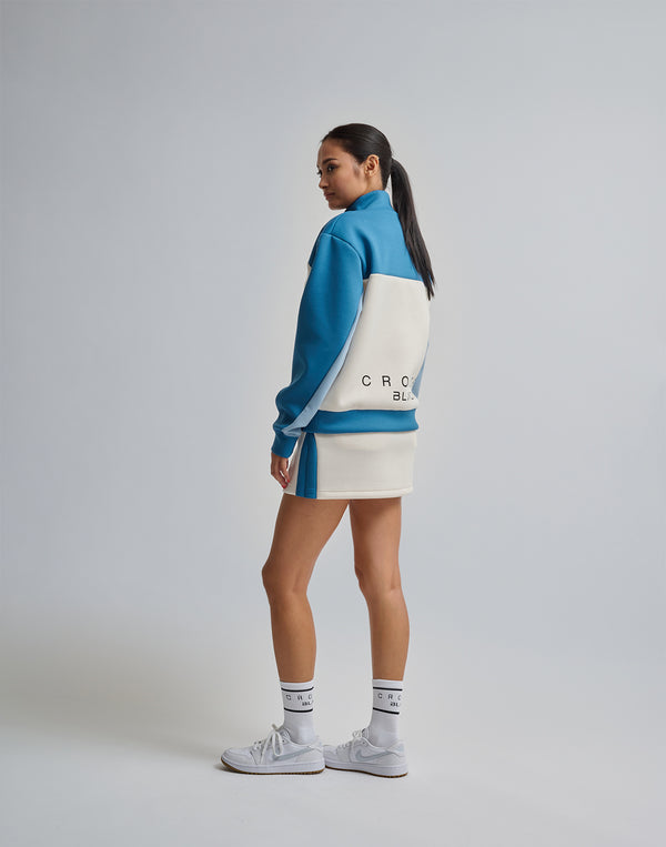 CRONOS BLACK COLOR-BLOCK DESIGN HALF-ZIP【WHITE】