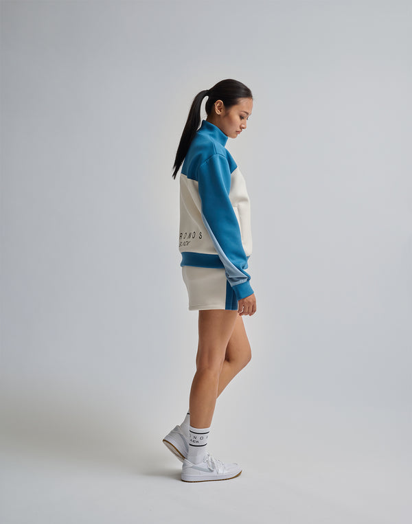 CRONOS BLACK COLOR-BLOCK DESIGN HALF-ZIP【WHITE】