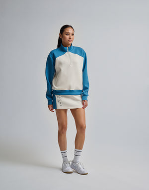 CRONOS BLACK COLOR-BLOCK DESIGN HALF-ZIP【WHITE】