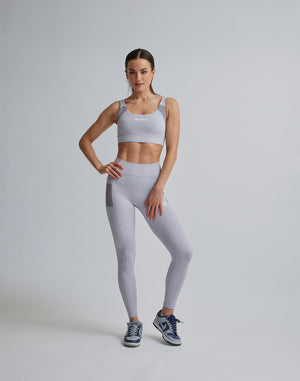 CRONOS WOMEN SPORTS MESH LEGGINGS【GRAY】