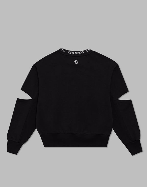 CRONOS WOMEN CUT OUT SWEAT [BLACK]