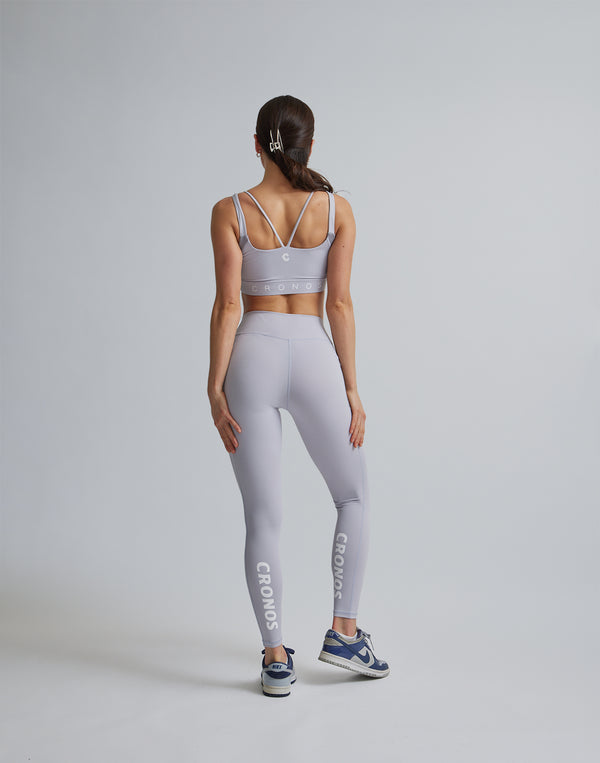 CRONOS WOMEN SPORTS MESH LEGGINGS【GRAY】