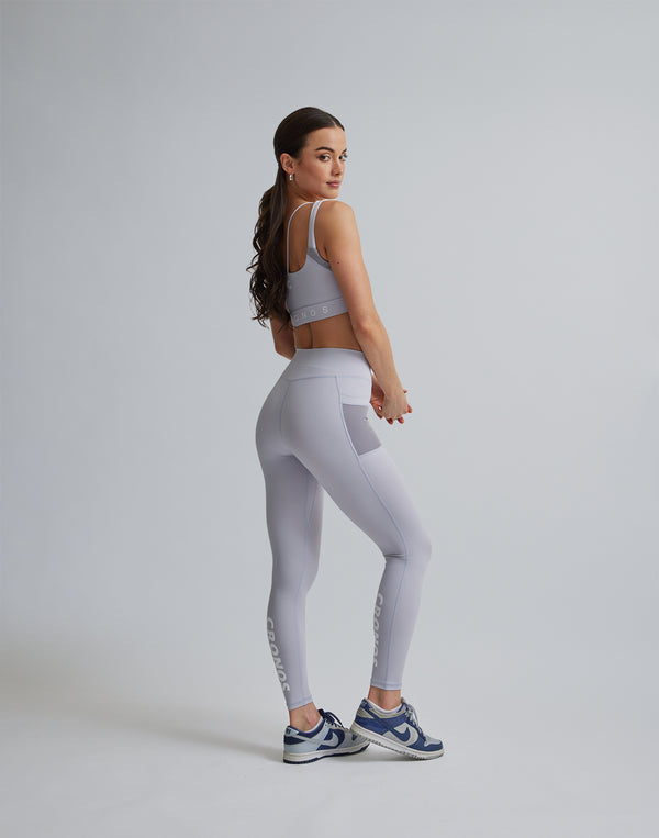 CRONOS WOMEN SPORTS MESH LEGGINGS【GRAY】