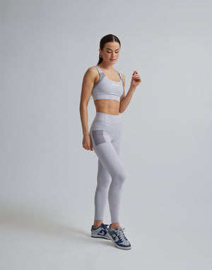 CRONOS WOMEN SPORTS MESH LEGGINGS【GRAY】