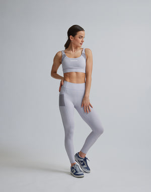 CRONOS WOMEN SPORTS MESH LEGGINGS【GRAY】