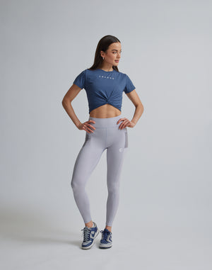 CRONOS WOMEN SPORTS MESH LEGGINGS【GRAY】