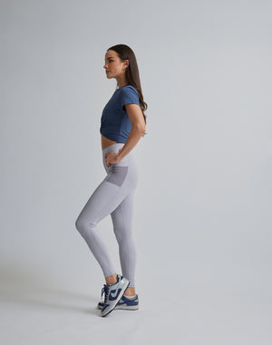 CRONOS WOMEN SPORTS MESH LEGGINGS【GRAY】