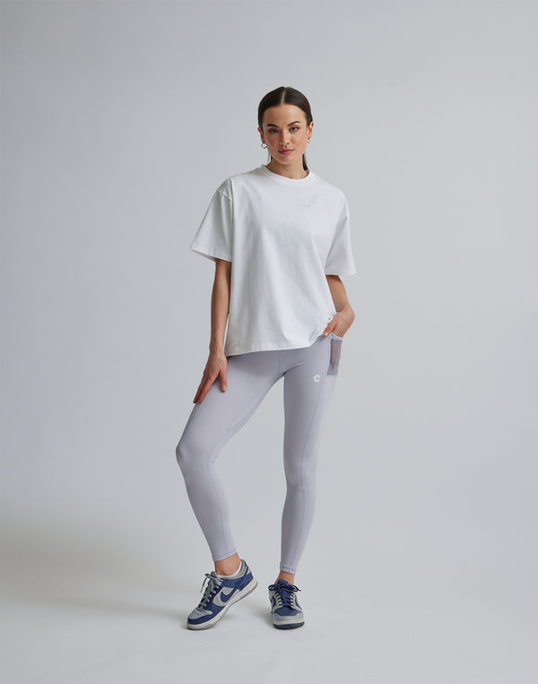 CRONOS WOMEN SPORTS MESH LEGGINGS【GRAY】