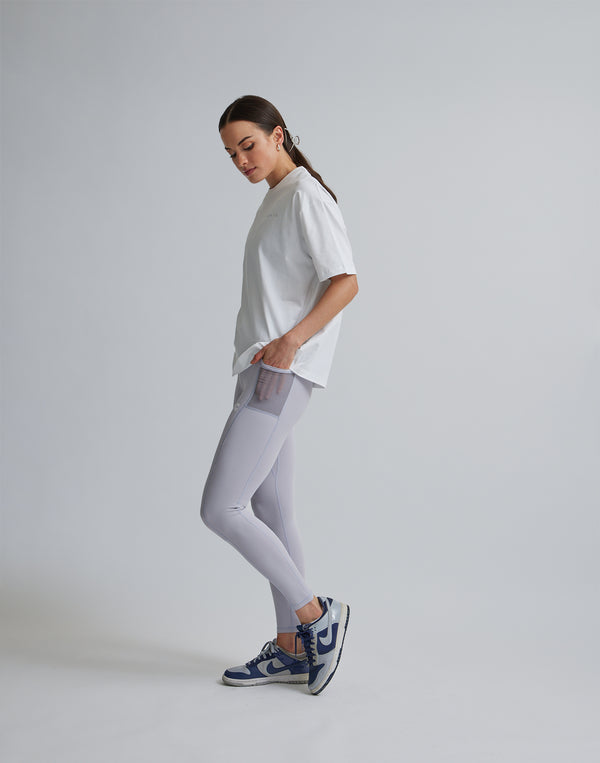 CRONOS WOMEN SPORTS MESH LEGGINGS【GRAY】
