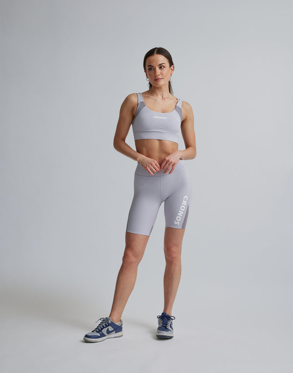 CRONOS WOMEN SPORTS MESH SHORT LEGGINGS【GRAY】