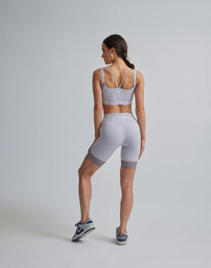 CRONOS WOMEN SPORTS MESH SHORT LEGGINGS【GRAY】