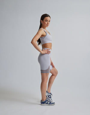CRONOS WOMEN SPORTS MESH SHORT LEGGINGS【GRAY】