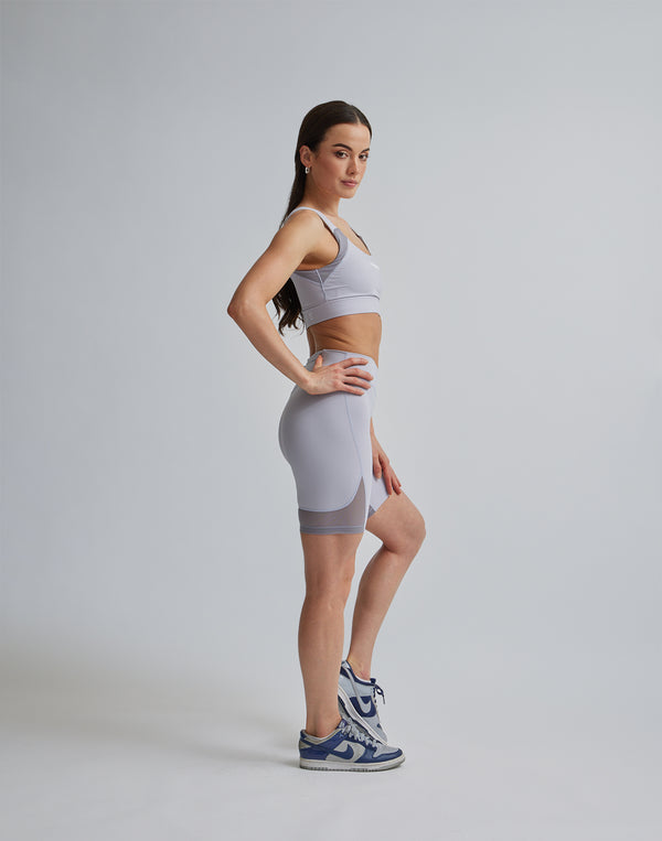 CRONOS WOMEN SPORTS MESH SHORT LEGGINGS【GRAY】