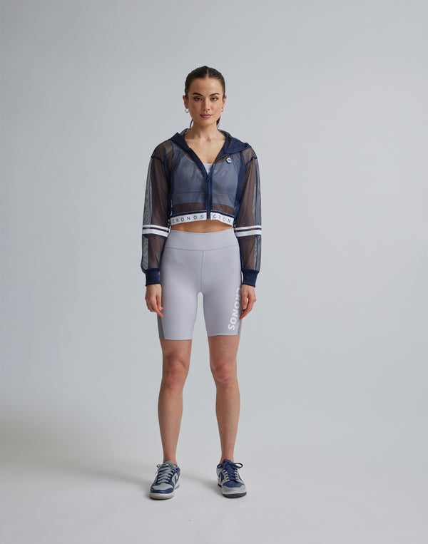CRONOS WOMEN MESH ZIP HOODY [NAVY]