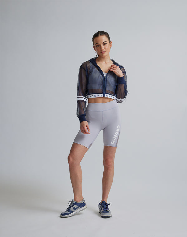 CRONOS WOMEN SPORTS MESH SHORT LEGGINGS【GRAY】