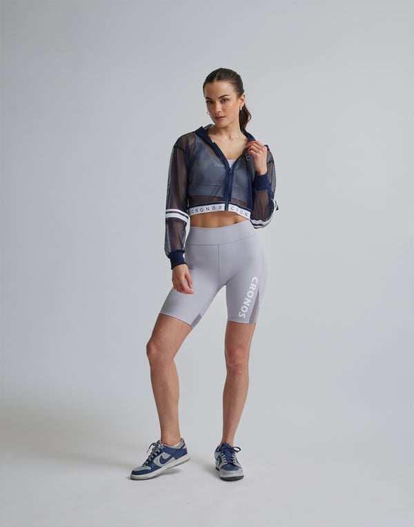 CRONOS WOMEN SPORTS MESH SHORT LEGGINGS【GRAY】