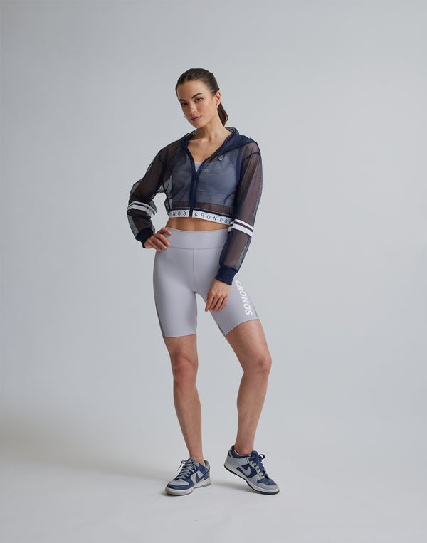 CRONOS WOMEN SPORTS MESH SHORT LEGGINGS【GRAY】