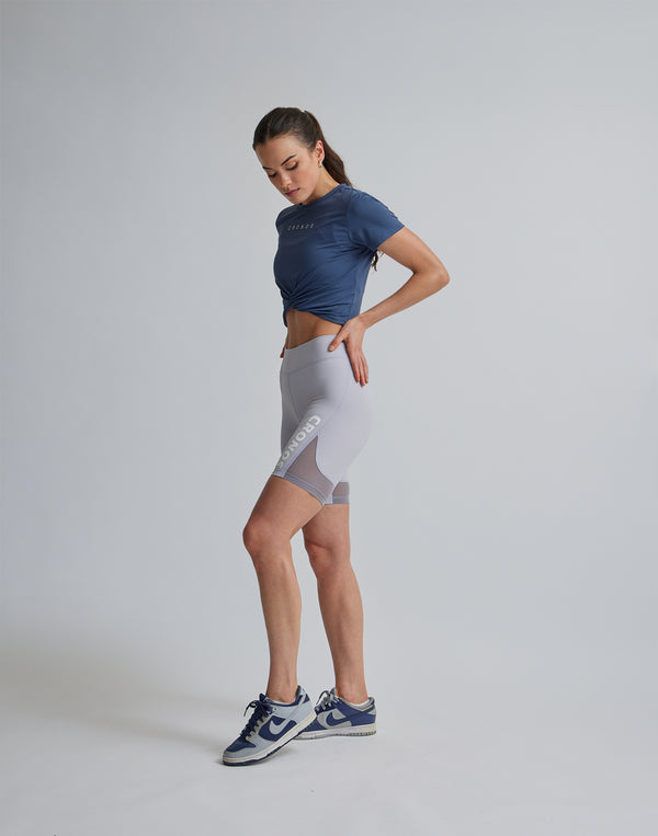 CRONOS WOMEN SPORTS MESH SHORT LEGGINGS【GRAY】