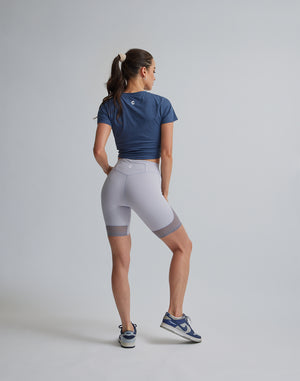 CRONOS WOMEN SPORTS MESH SHORT LEGGINGS【GRAY】