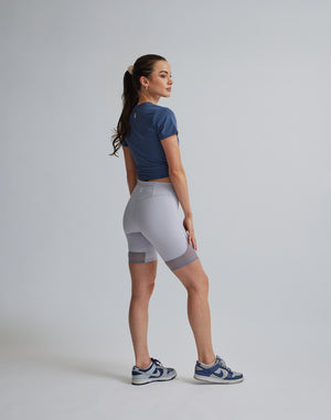 CRONOS WOMEN SPORTS MESH SHORT LEGGINGS【GRAY】