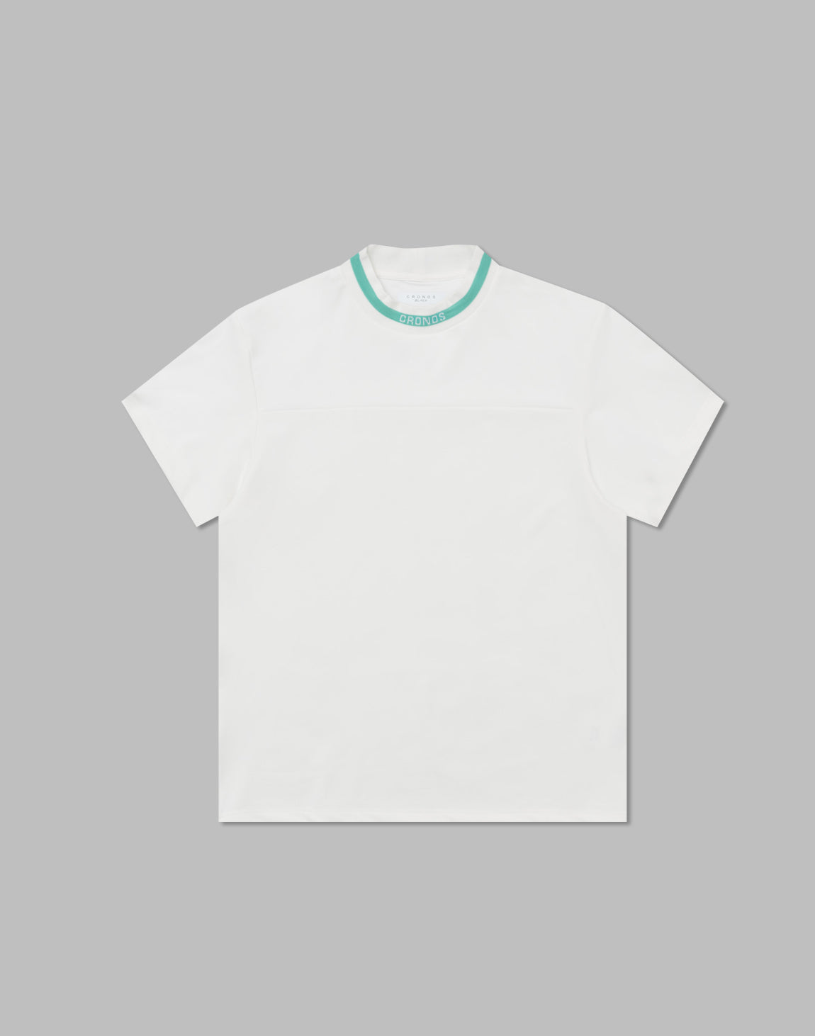 CRONOS BLACK MOCK NECK BIG LOGO SHORT SLEEVE SHIRT【WHITE