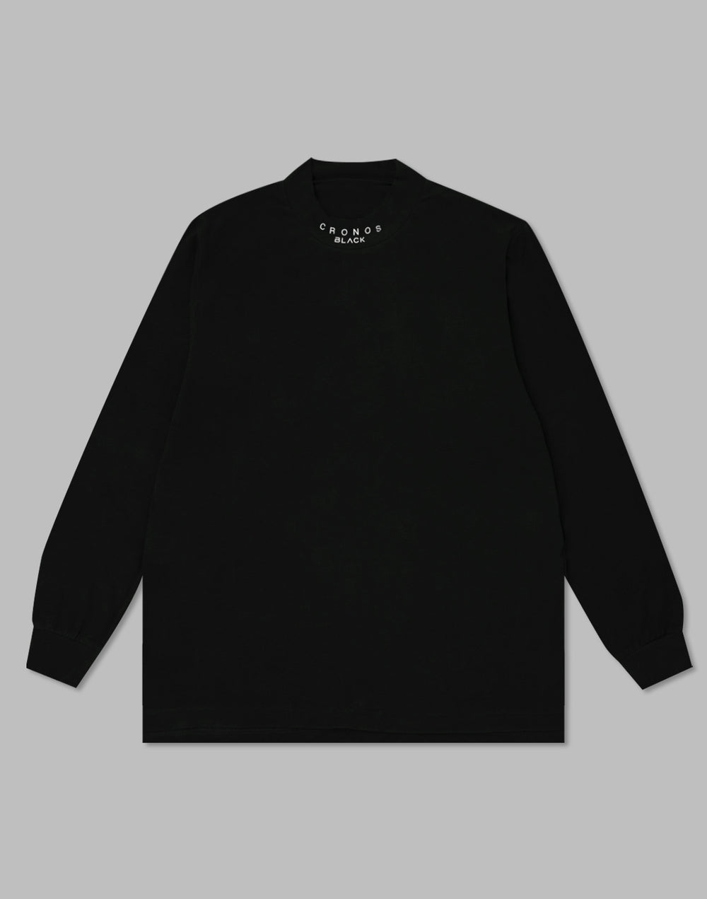 CRONOS BLACK MOCK NECK LONG SLEEVE T-SHIRT [BLACK]