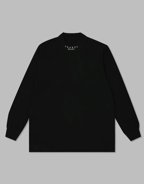 CRONOS BLACK MOCK NECK LONG SLEEVE T-SHIRT【BLACK】