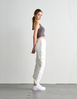 CRONOS×IRAL SWEAT CARGO PANTS【WHITE】【UNISEX ITEM】