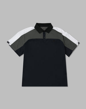 CRONOS BLACK Color-block polo shirt [BLACK]