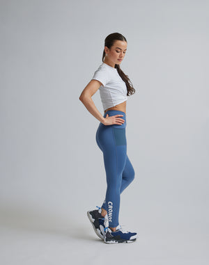 CRONOS WOMEN SPORTS MESH LEGGINGS【BLUE】