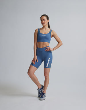 CRONOS WOMEN SPORTS MESH SHORT LEGGINGS【BLUE】