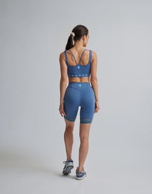 CRONOS WOMEN SPORTS MESH SHORT LEGGINGS【BLUE】