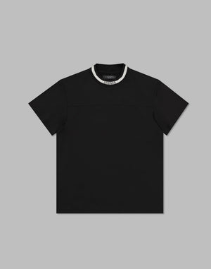 CRONOS BLACK MOCK NECK BIG LOGO SHORT SLEEVE SHIRT [BLACK]