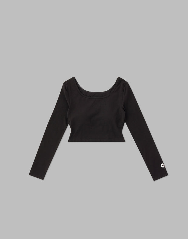 CRONOS WOMEN CUT OUT LONG SLEEVE【BLACK】