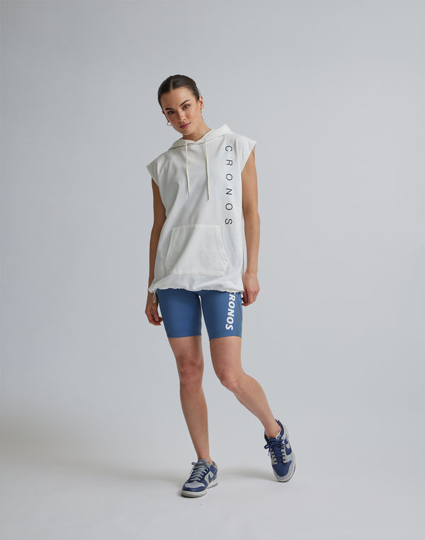 CRONOS WOMEN SLEEVELESS HOODIE【WHITE】