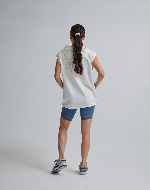 CRONOS WOMEN SLEEVELESS HOODIE【WHITE】