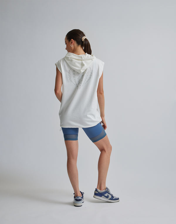 CRONOS WOMEN SLEEVELESS HOODIE【WHITE】