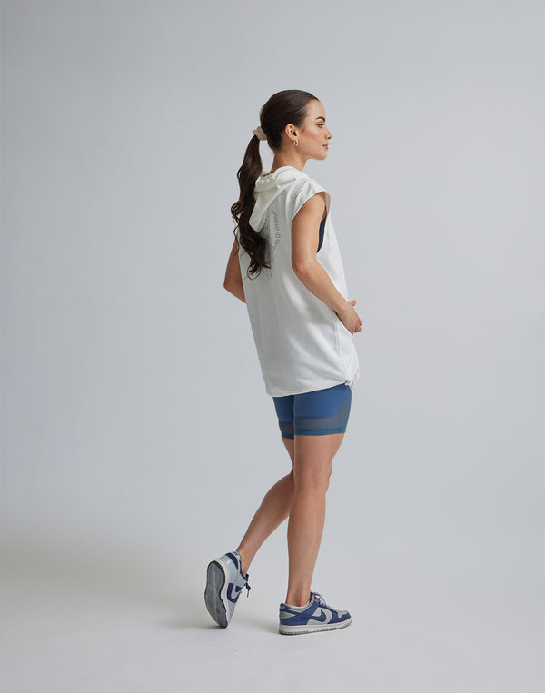 CRONOS WOMEN SLEEVELESS HOODIE【WHITE】