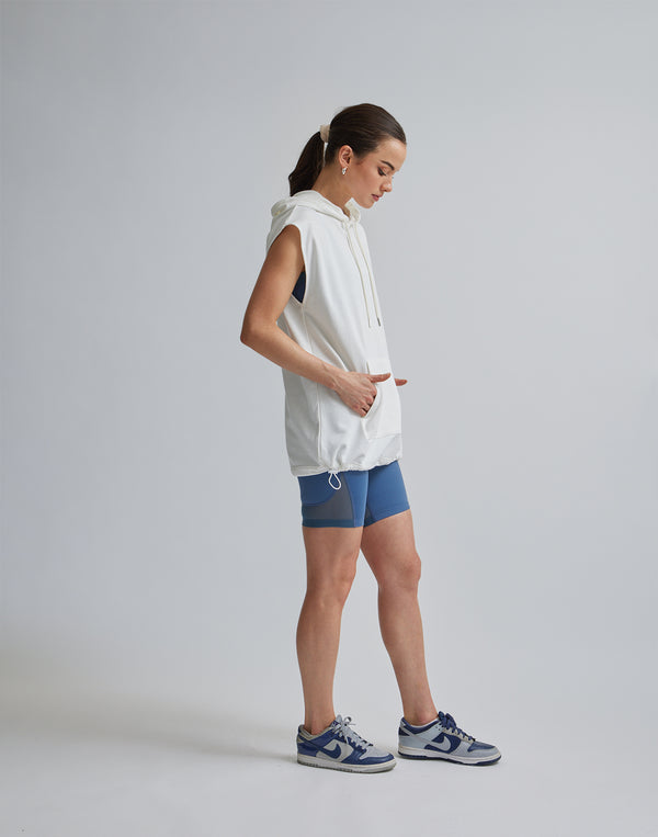 CRONOS WOMEN SLEEVELESS HOODIE【WHITE】