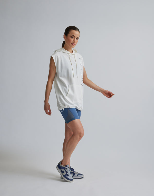 CRONOS WOMEN SLEEVELESS HOODIE【WHITE】