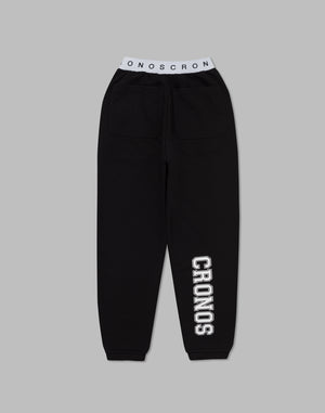 CRONOS WOMEN COLLEGE LOGO PANTS【BLACK×WHITE】