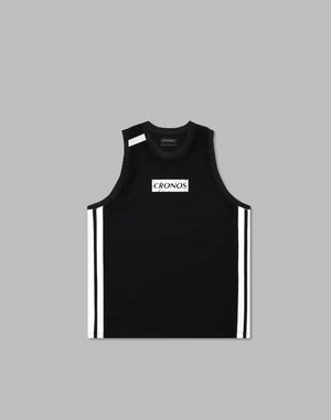 CRONOS 2LINE MESH SLEEVELESS【BLACK×WHITE】