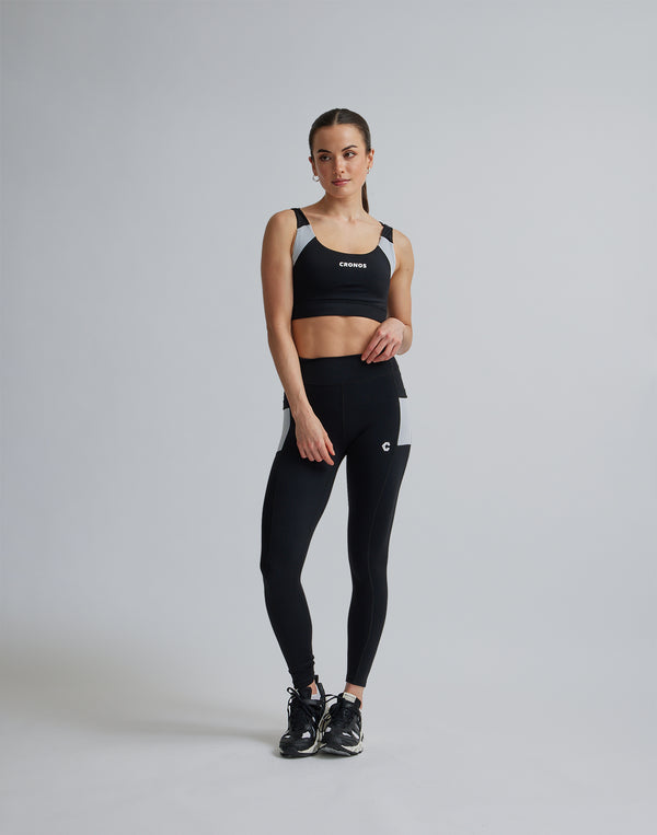 CRONOS WOMEN SPORTS MESH BRA【BLACK×WHITE】